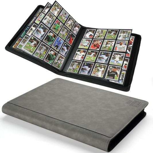 Premium Ringless Trading Card Binder - 1024 Capacity, 16 Side-Loading Pockets per Page, Archival Quality Protection & Anti-Slip Spine for TCG, MTG, Sports Cards (Gray)
