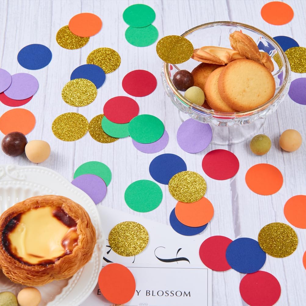 Rainbow Confetti Table Decoration for Baby Shower Birthday Wedding Graduation Pride Theme Party, Gold Red Orange Green Blue Purple, 1.2 inch in Diameter, 200 Counts