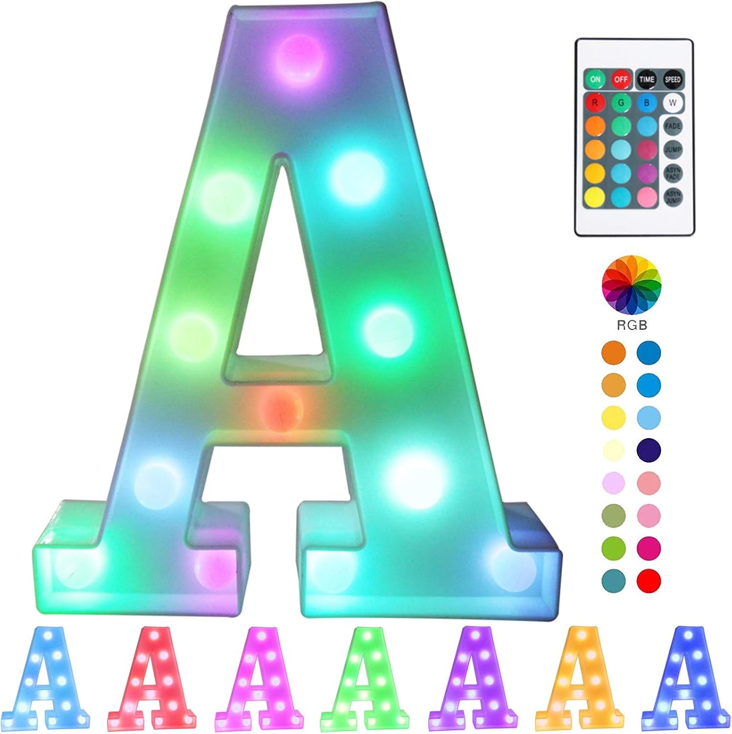 Pooqla Colorful LED marquee letter lights with Remote – light Up Signs – Party Bar Decorations for The Home - Multicolor A
