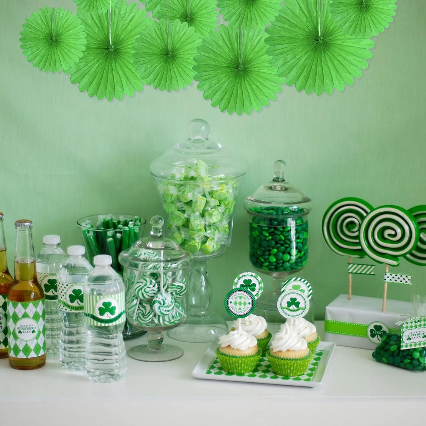 20 Pcs Grass Green Hanging Paper Fan, Hanging Honeycomb Round Paper Fans for Weddings, Birthdays, Christmas, Baby Showers, Classroom, Events Ceiling Party Supplies Decorations