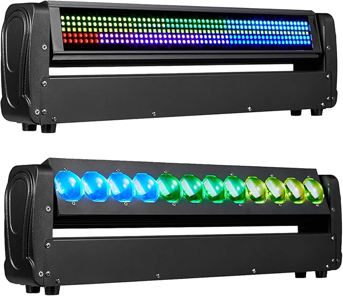360° Moving Head DJ Lights 250W Beam Curtain & Strobe Stage Lights Bar 12x10W RGBW 4in1 DMX512/Sound/RDM Professional DJ Stage Props for Party Live Show Wedding - 1 Pcs