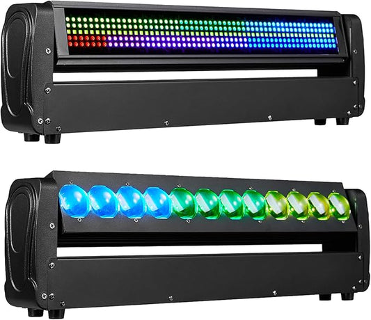360° Moving Head DJ Lights 250W Beam Curtain & Strobe Stage Lights Bar 12x10W RGBW 4in1 DMX512/Sound/RDM Professional DJ Stage Props for Party Live Show Wedding - 1 Pcs