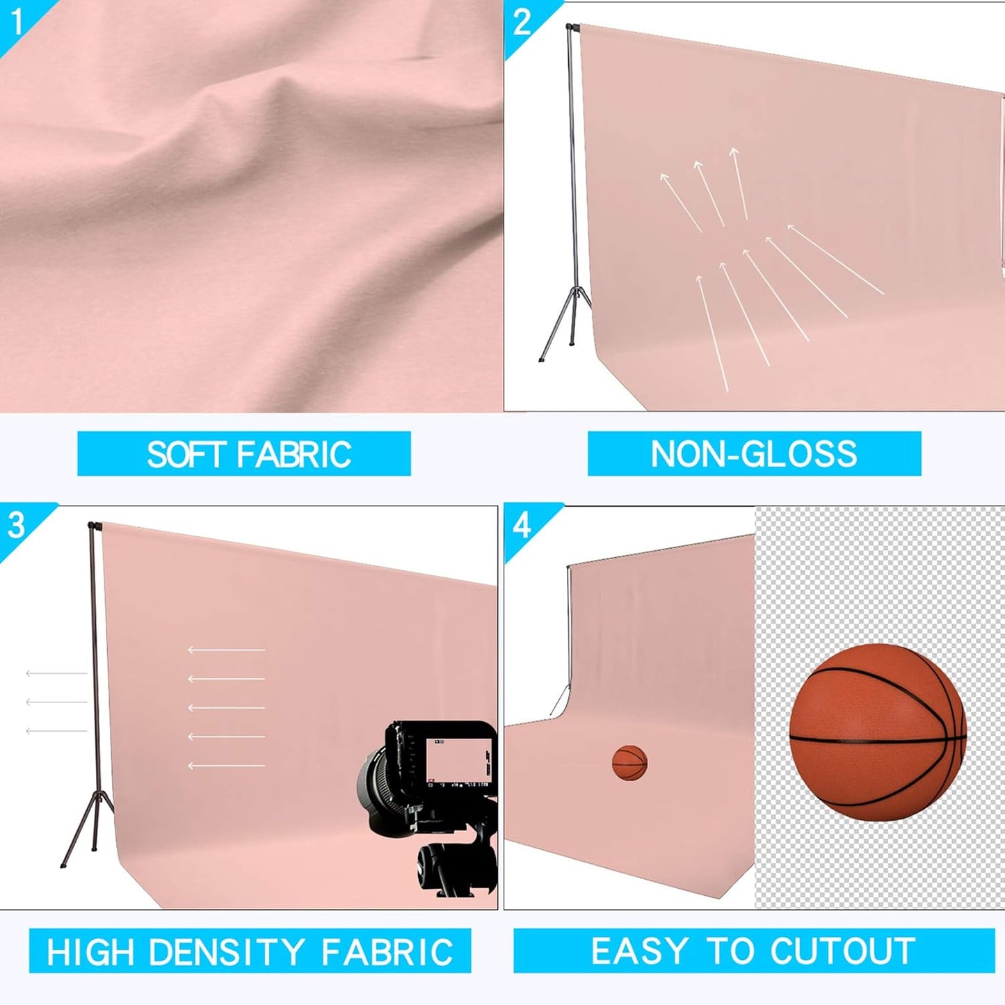 ISSUNTEX 10X20 ft/3X6 Meters Pink Background Photo Backdrop, Photo Studio, Collapsible High Density Screen for Video Photography and Television