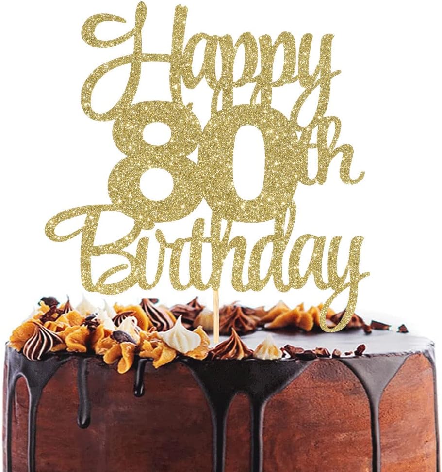 Happy 80th Birthday Cake Topper - 80th Birthday Decorations,80th Topper,80 Cake Party Decorations,80 Anniversary Decor