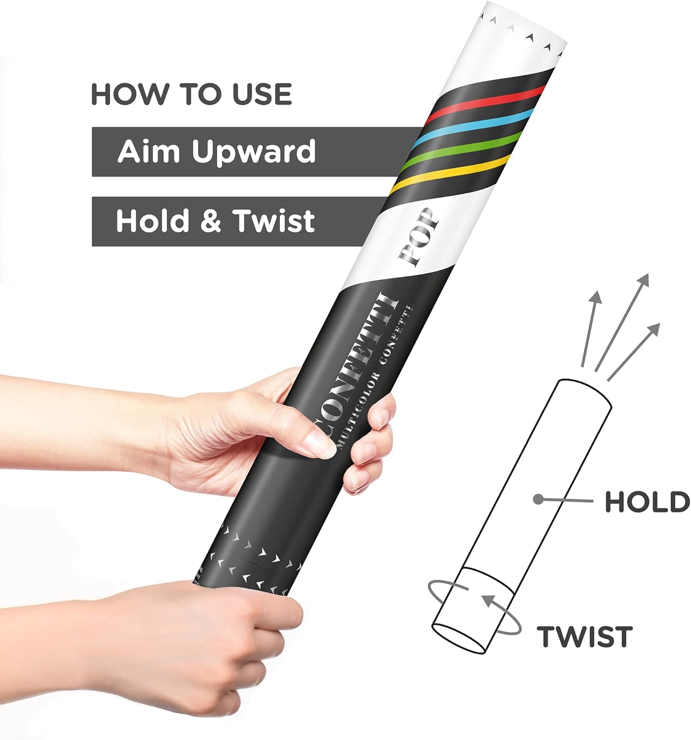 16" Confetti Cannon [6 Pack] Confetti Poppers | Multicolor Biodegradable Confetti Cannons (Confetti Blasters/Gun/Bomb/Shooters) Compressed Air, Launch 25ft, Loud Pop, For Wedding, New Year's Eve