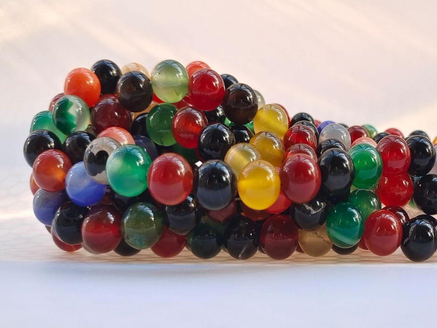 Stone Beads 8mm 100pcs Colorful Agate Beads Round Loose Gemstones Beads for Bracelet Necklace Jewelry Making (8mm, 60811 Colorful Agate)