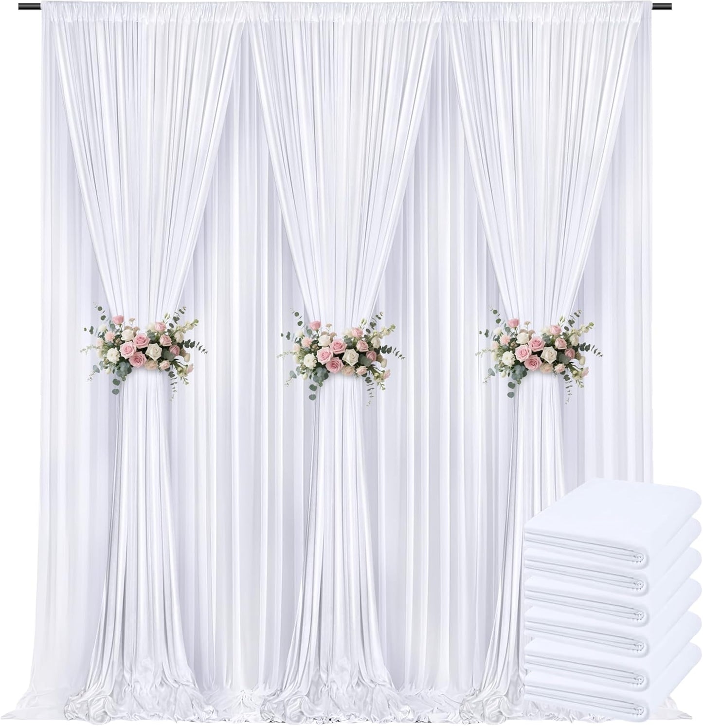 30x10ft Backdrop Curtains for Parties, 6 Panels 5x10ft Photography Backdrop Curtain with Rod Pocket,Backdrop Polyester Background Drapes,Wedding Backdrop Drapes for Birthday Baby Shower Home Decor