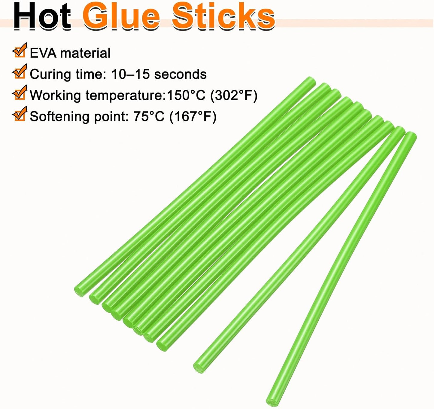 HARFINGTON 10pcs Hot Glue Sticks 0.28" Dia x 3.94" Long EVA Mini Hot Melt Adhesive Glue Stick for Hot Melt Gun Wood Plastic Glass Flowers Fabrics Foam, Light Green
