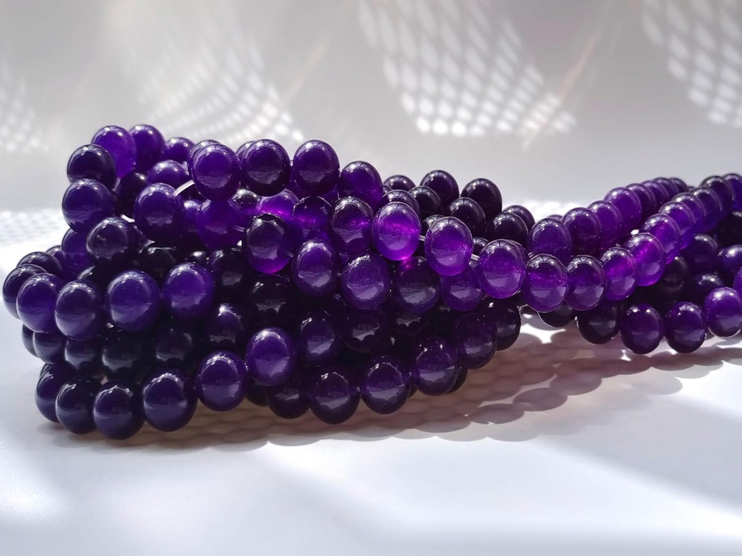 Stone Beads 8mm 100pcs Dark Purple Chalcedony Beads Round Loose Gemstones Beads for Bracelet Necklace Jewelry Making (8mm, 60833 Dark Purple Chalcedony)