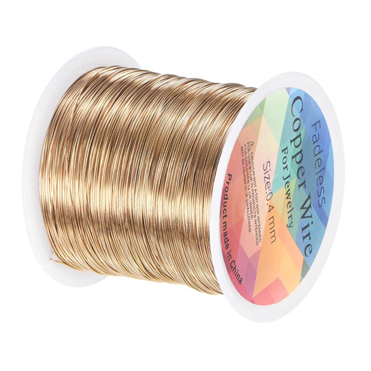 0.4mm Jewelry Wire, 26 Gauge 328FT Craft Wire Copper Beading Wire for Jewelry Making/Planting/Weaving/DIY Crafting, Soft Metal Wires [100M, Champagne Gold]