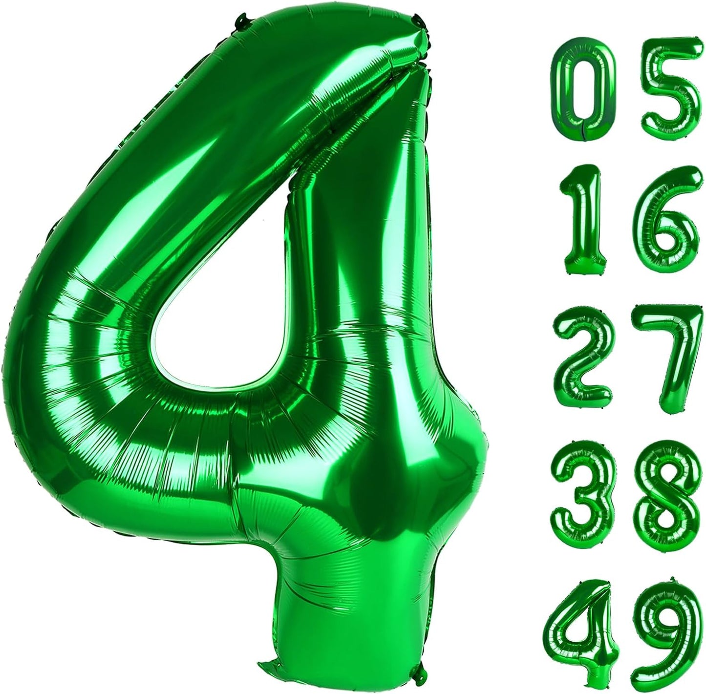 40 Inch Green Large Number 4 Birthday Balloon, Giant Number Four 14 24 34 40 44 Balloons, Foil Mylar Big Balloons for Anniversary Graduation Supplies Decorations