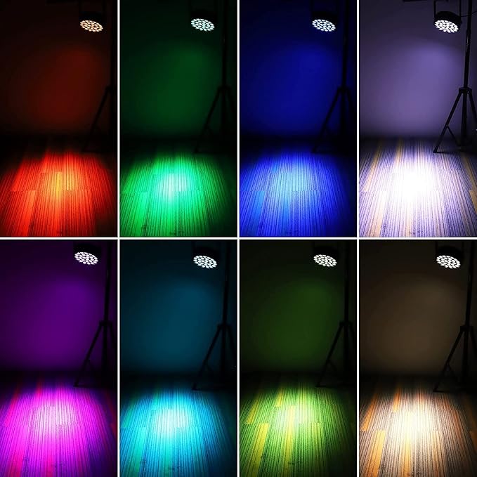 LED Par Light RGBW 4in1 160W 27Leds Stage Lights Remote & DMX Controlled Sound Activated Auto Play 8/4 Channel Uplights for Events Wedding Halloween Birthday Party Dance Stage Lighting (4 Packs)
