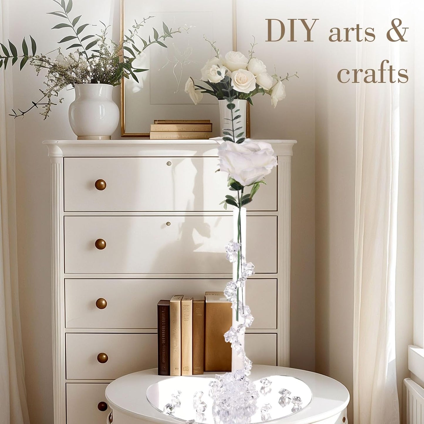 DomeStar Fake Ice, 150PCS Fake Diamonds, Plastic Diamonds Acrylic Rocks Vase Fillers for Centerpieces Wedding Party Table Scatter Food Display