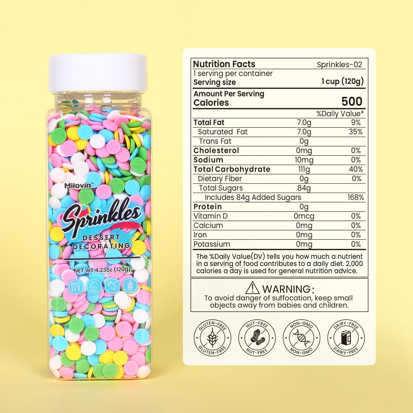 Edible Pastel Sprinkles for Cake Decorating, Confetti Sprinkles, Round Sprinkles for Cupcakes, Cookies, Chocolate, Candy, and Ice Cream Topping(120g/4.23oz)