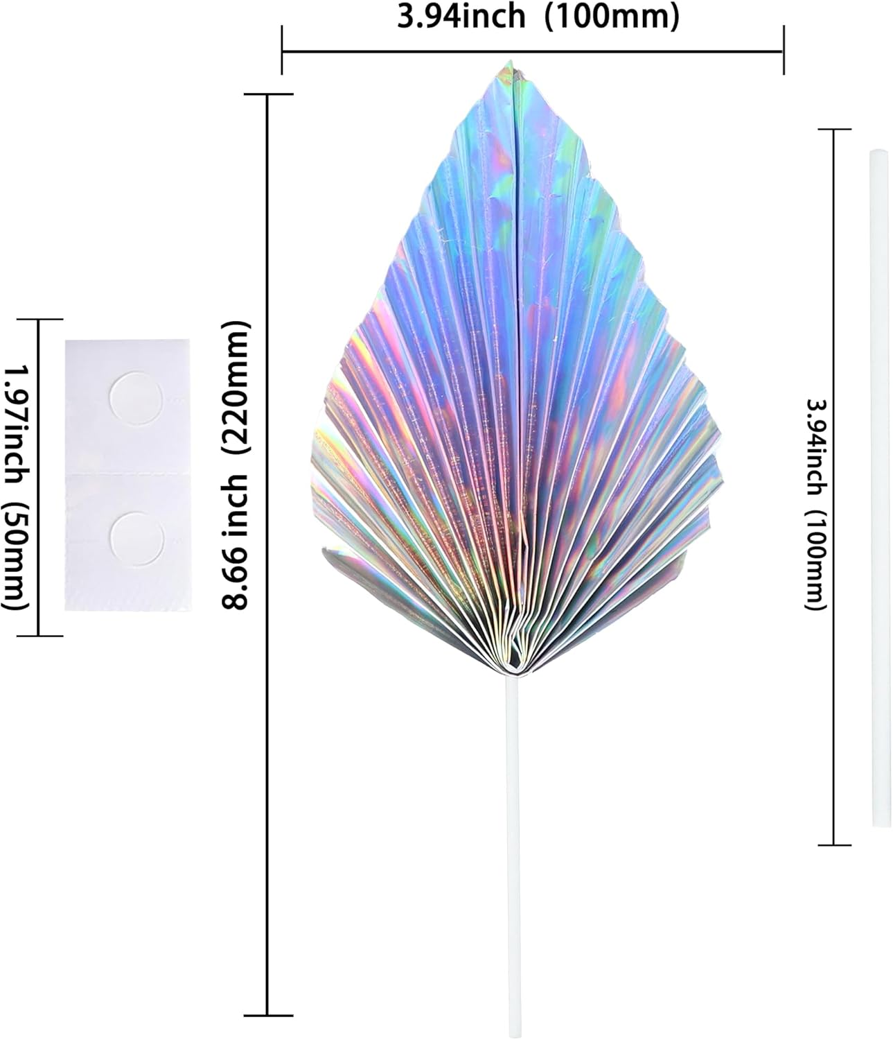 Ephlyn 6Pcs Paper Palm Leaves Fan Cake Toppers Palm Leaf Fan Cake Picks Craft DIY Fan Cupcake Toppers Palm Spear Leaves Cake Decorations for Baby Shower Wedding Birthday Party Decor Supplies Colorful