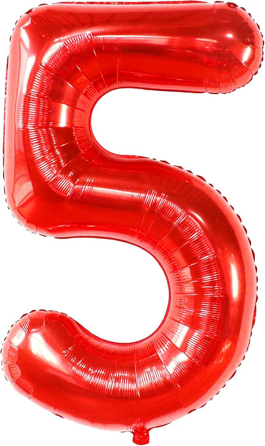 KatchOn, Red Number 5 Balloon - 40 Inch | Happy 5th Birthday Balloons, 5 Year Old Birthday Balloons | Mylar 5 Year Old Balloon For Boy | Red 5 Balloon Numbers for 5th Birthday Decorations for Boys