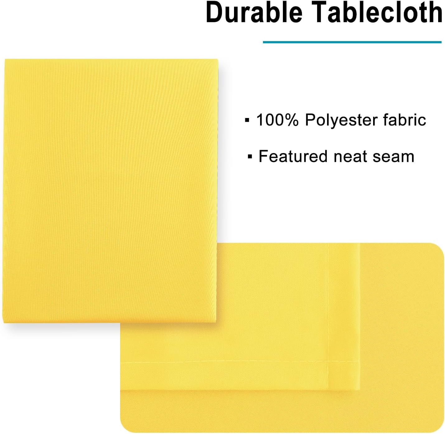 Hiasan Waterproof Tablecloth Rectangle - Washable Fabric Table Cloth for Dining Room Kitchen Birthday Party and Outdoor Use, Yellow, 70 x 90 Inch