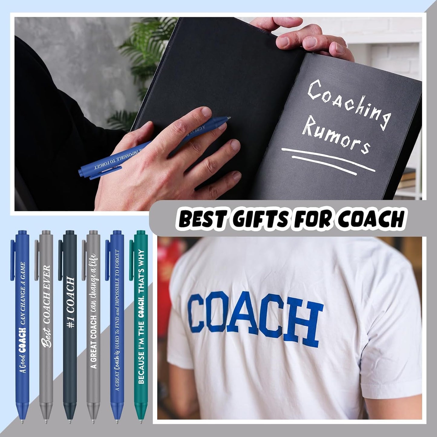 24 Pcs Coaches Appreciation Gifts Ballpoint Pen Sports Thank You Work Pen for Coaches Funny Gifts Idea Men Christmas Birthday Retired