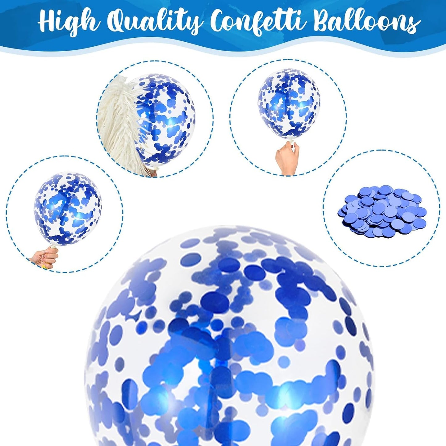 Blue and White Balloons, 35pcs 12 Inch Pearl Royal Blue Light Blue White Balloons, Pale Confetti for Boys Christening Baby Shower 1st Birthday Men Aqua Wedding Party Decorations Is-02
