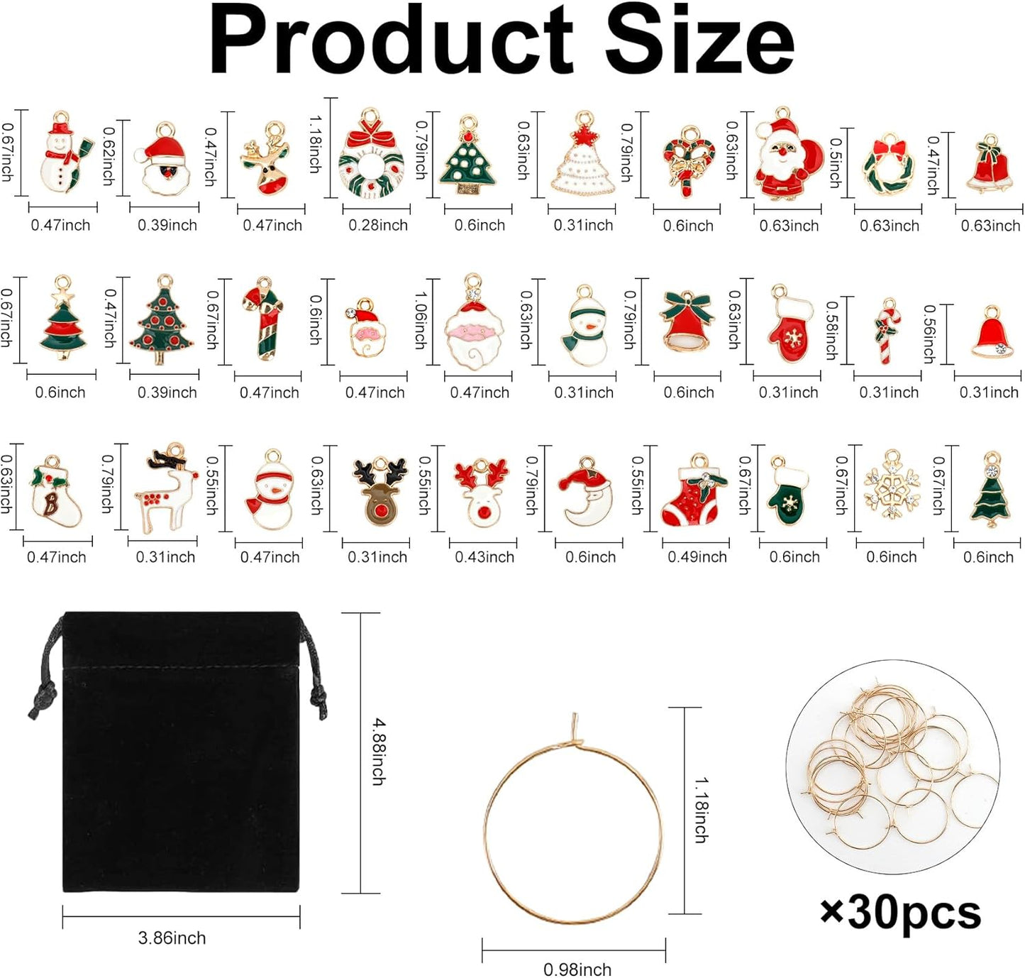 Wine Glass Charms Wine Charms for Stem Glasses Glass Markers Identifiers Tags for Christmas Tasting Party Favors Decorations