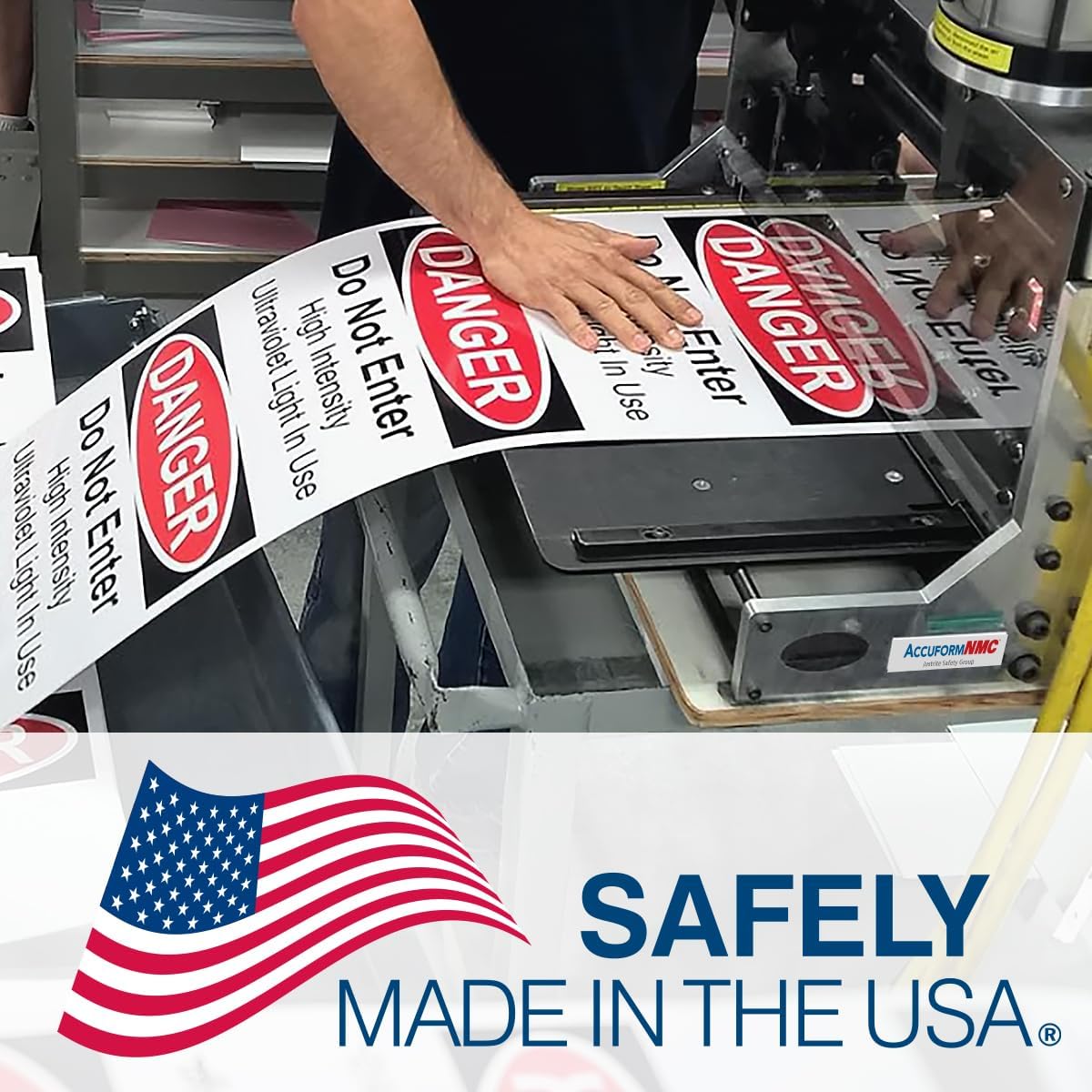 Custom OSHA Style Danger Sign 12" x 18" Adhesive Vinyl Sign, Customizable "Your Text Here", by AccuformNMC Made in USA