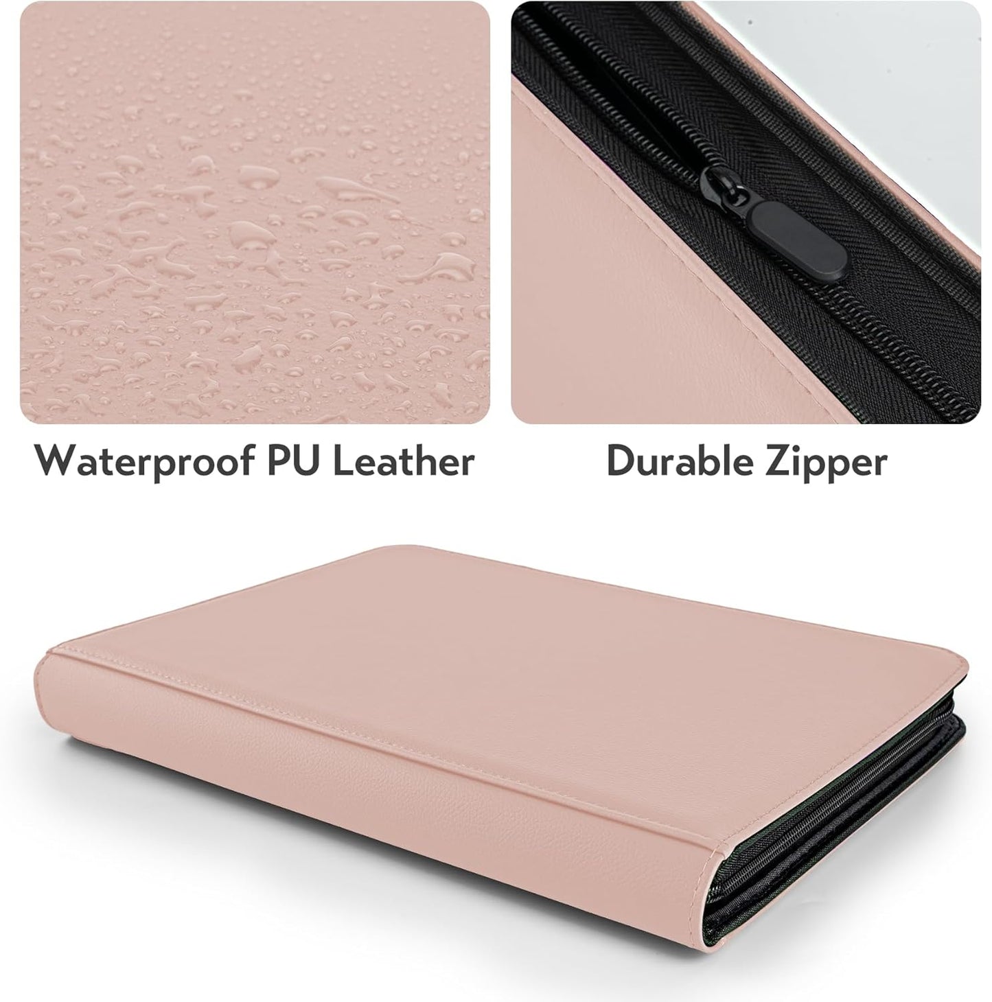 Card Binder 9 Pocket for 360 Cards - Premium Trading Card Binder with Sleeves Protection, Side Loading Card Collection Binder for TCG, MTG, YGO, One Piece Collectible Cards (Pink)