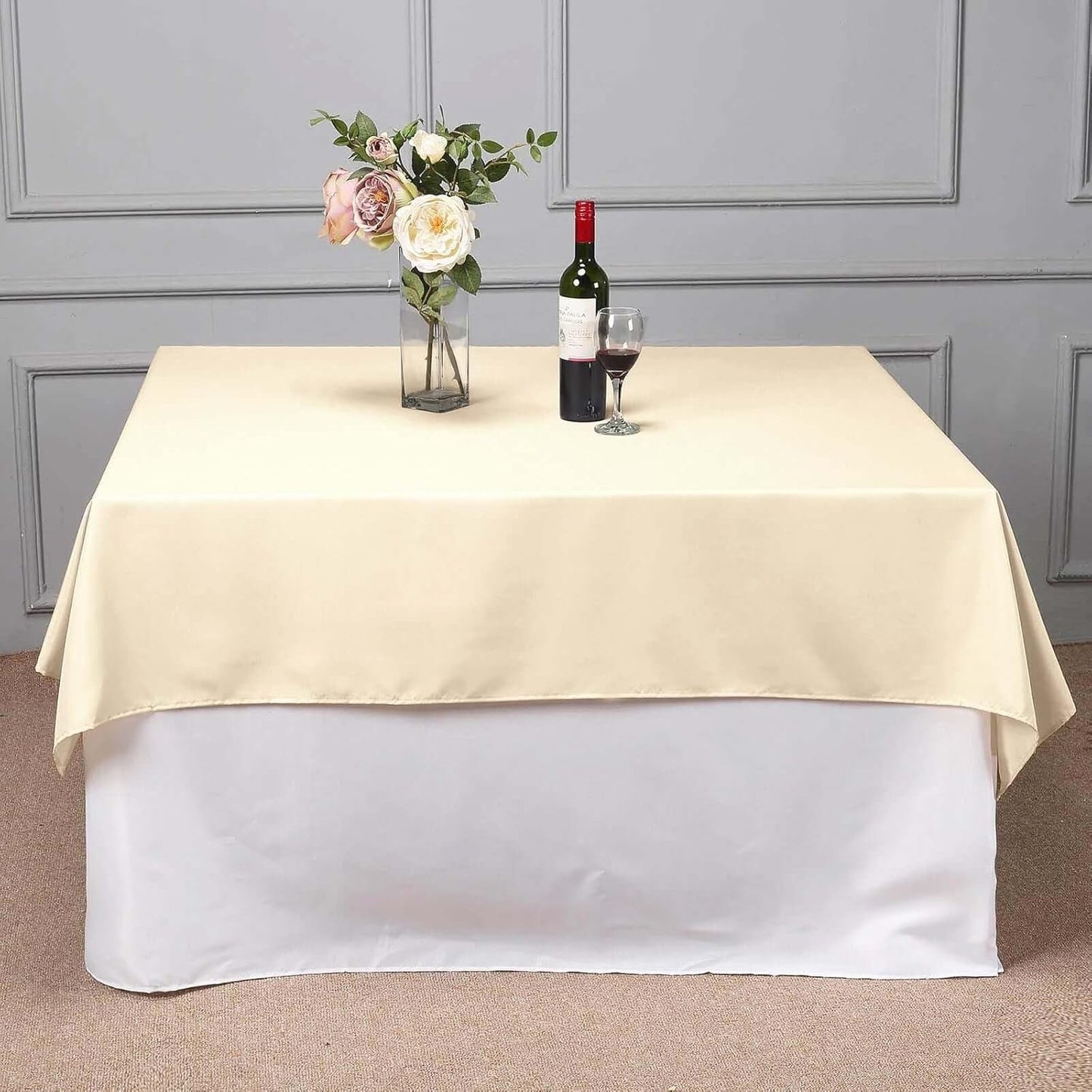 Efavormart 70" Square Linens Beige Wholesale Linens Polyester Square Linen Tablecloth for Wedding Banquet Party Restaurant