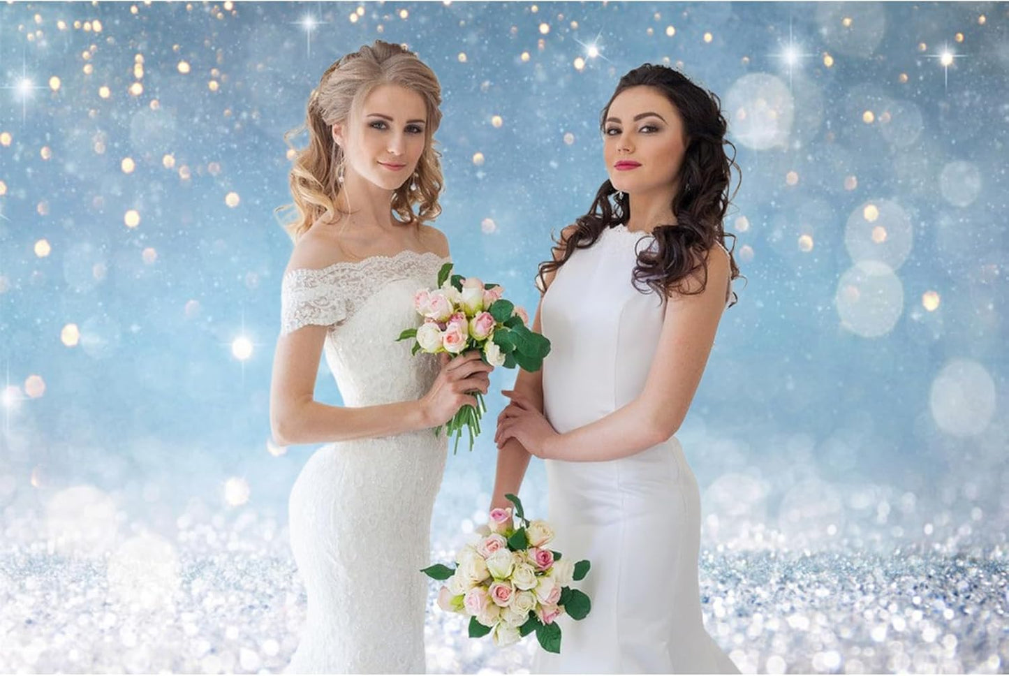 7x5ft Blue Bokeh (Not Glitter) Backdrops Birthday Party Abstract Golden Sparkling Spots Photography Background Baby Shower Wedding Prom Graduation Party Bokeh Decor Banner Photoshoot Props