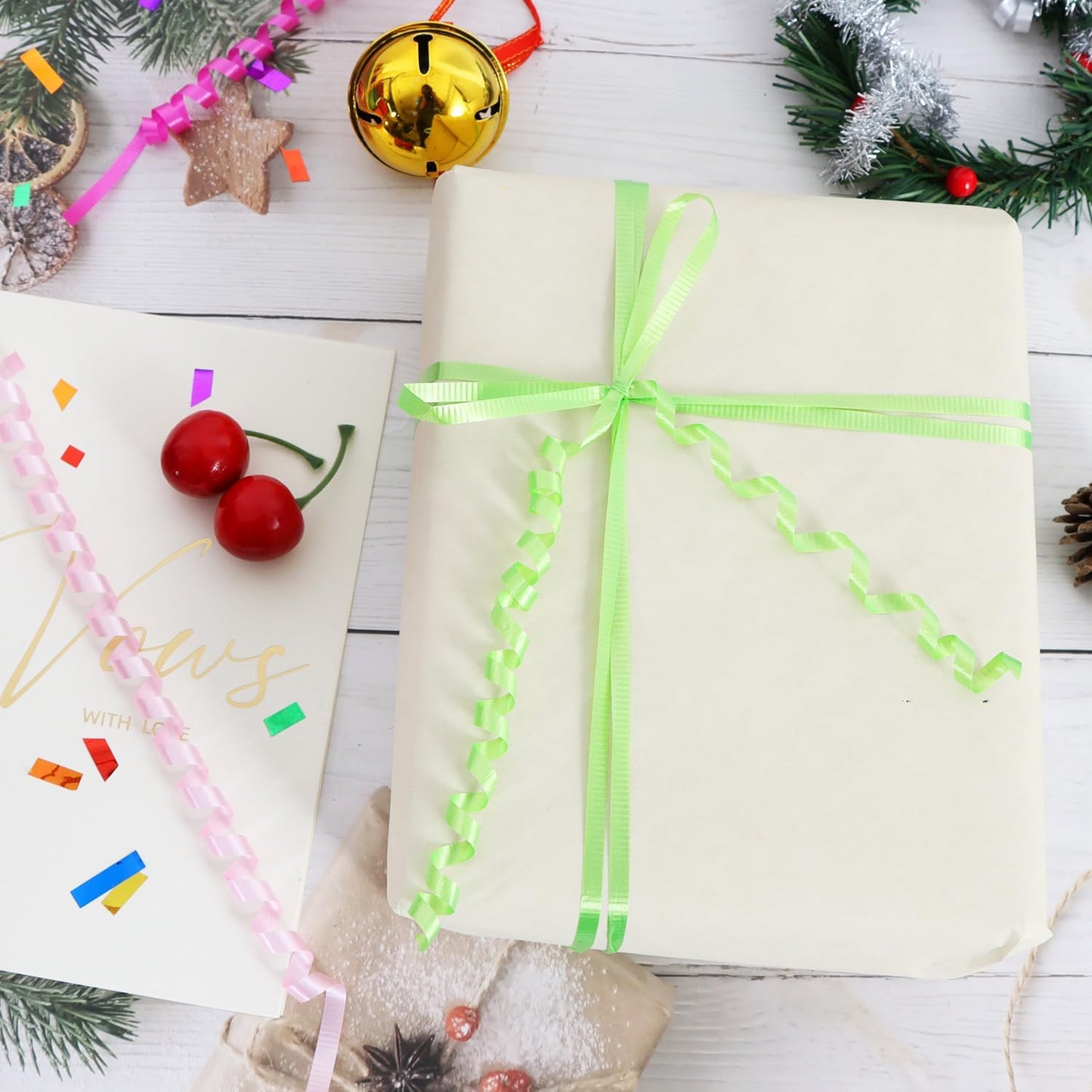 BEISHIDA 500 Yards Matte Green Ribbon Curling Crimped Ribbon Balloon String Ribbons for Gift Wrapping Ribbon for Birthday Party Festival Art Craft Decor Florist Flowers Decoration