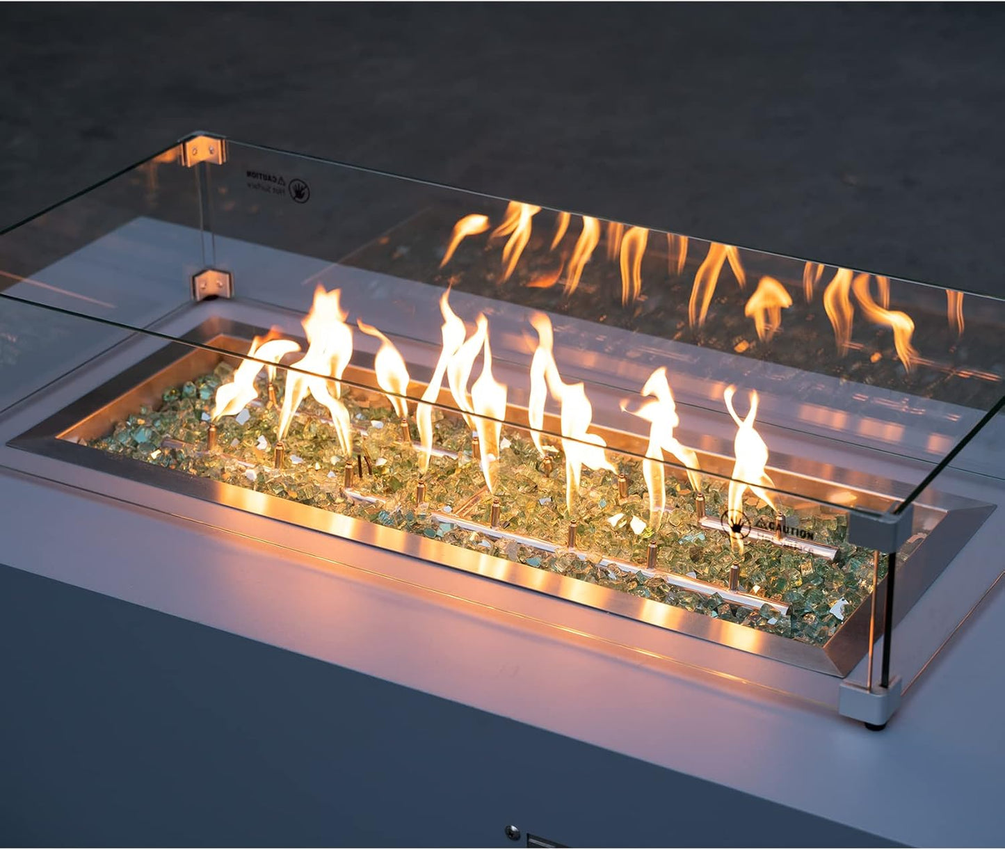 Stanbroil 10-Pound Fire Glass - 1/4 inch Reflective Tempered Fire Glass for Fireplace Fire Pit, Light Green Reflective