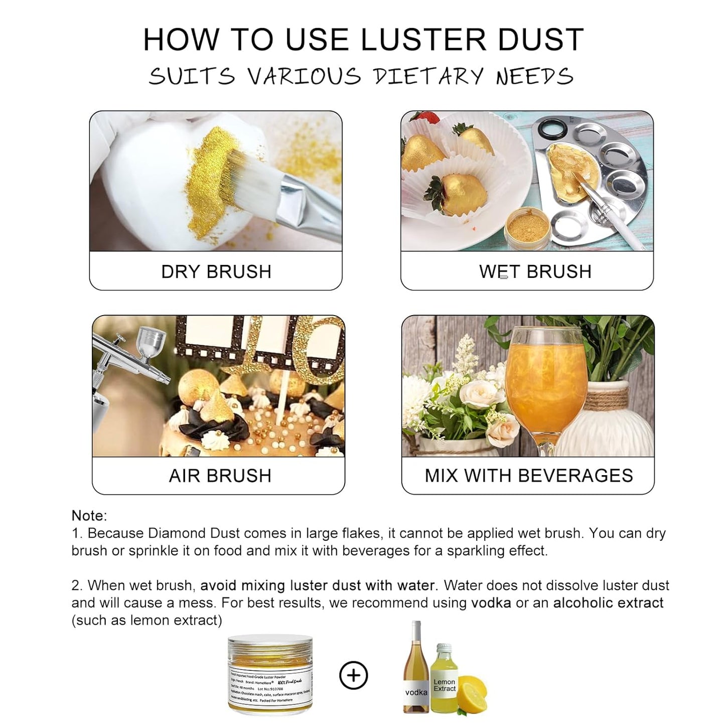 HomeHere Luster Powder Dust Edible Cake Dust, 7g