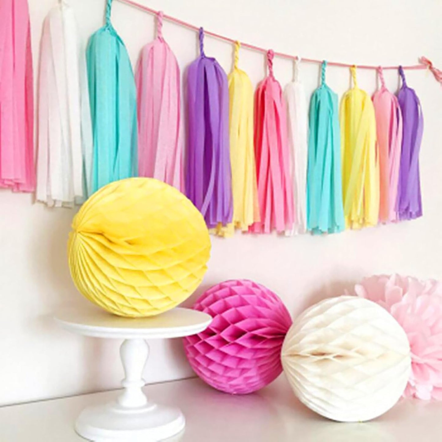 ZOOYOO Brown Tassel Garland Tissue Paper Tassel Banner, Boho Table Decor,DIY Kits for Rustic Neutral Western Graduation Party, Tassels Birthday Party Decoration,Pack of 20