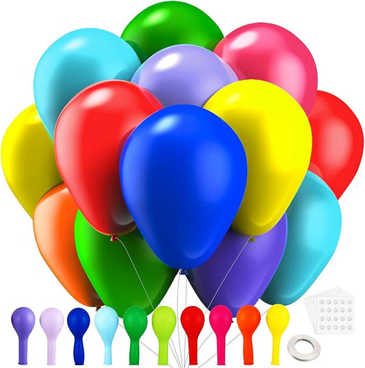 150 pcs Rainbow Latex Balloons, 5 inches Assorted color ballons, Round Helium Bright Color Balloons for Birthday Baby Shower Wedding Party Decorations