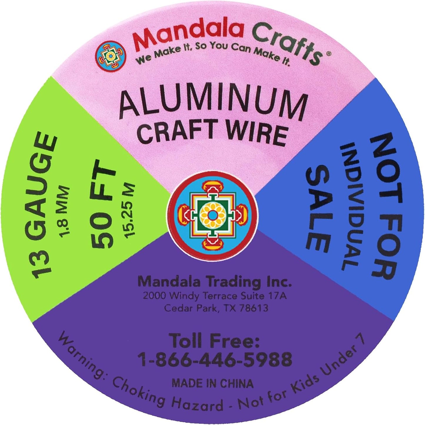Mandala Crafts 13 Gauge Anodized Aluminum Craft Wire for Jewelry Making - 300 FT Colored Flexible Silver Copper True Blue Black Red Kelly Green Wire - Bendable for Bonsai Armature Crafting Sculpting