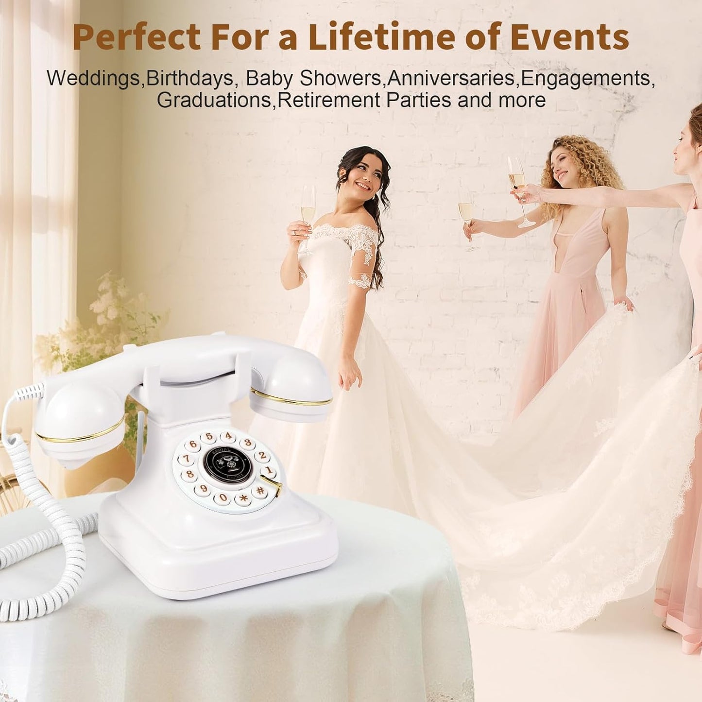 Audio Guest Book Wedding Phone, Audio Guest Book Record Customized Audio Messages Guest Book Alternatives Classic Retro Phone for Parties Birthdays Rentals Confessions Special Occasions