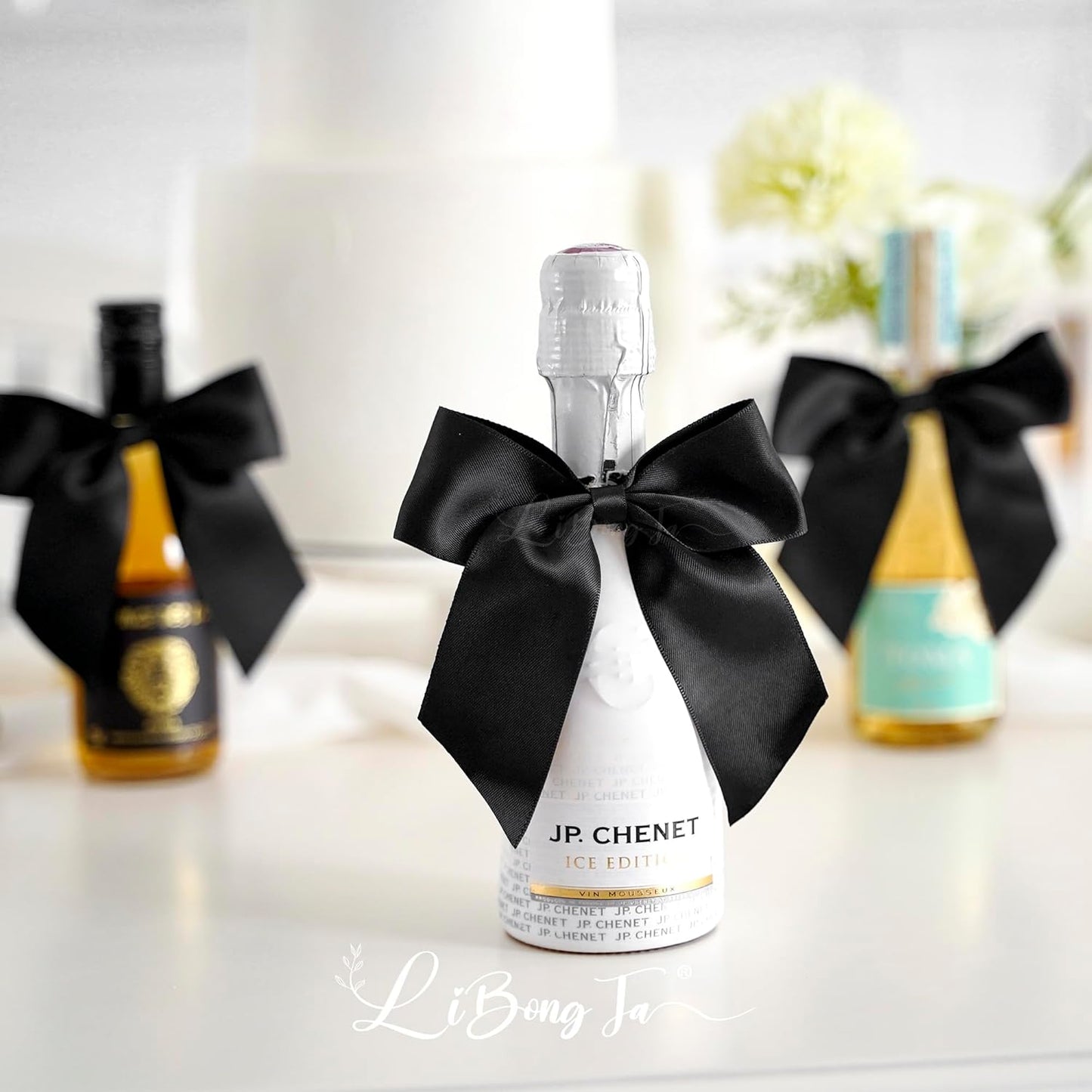 4.5" Satin Ribbon Black Bows for Gift Wrapping, Twist Tie Bows, Cute Bows for Crafts, Party Favors, Premade Bows Pre-Tied Decorative Bows for Flower Bouquets Candy Apple Bows-24 Counts