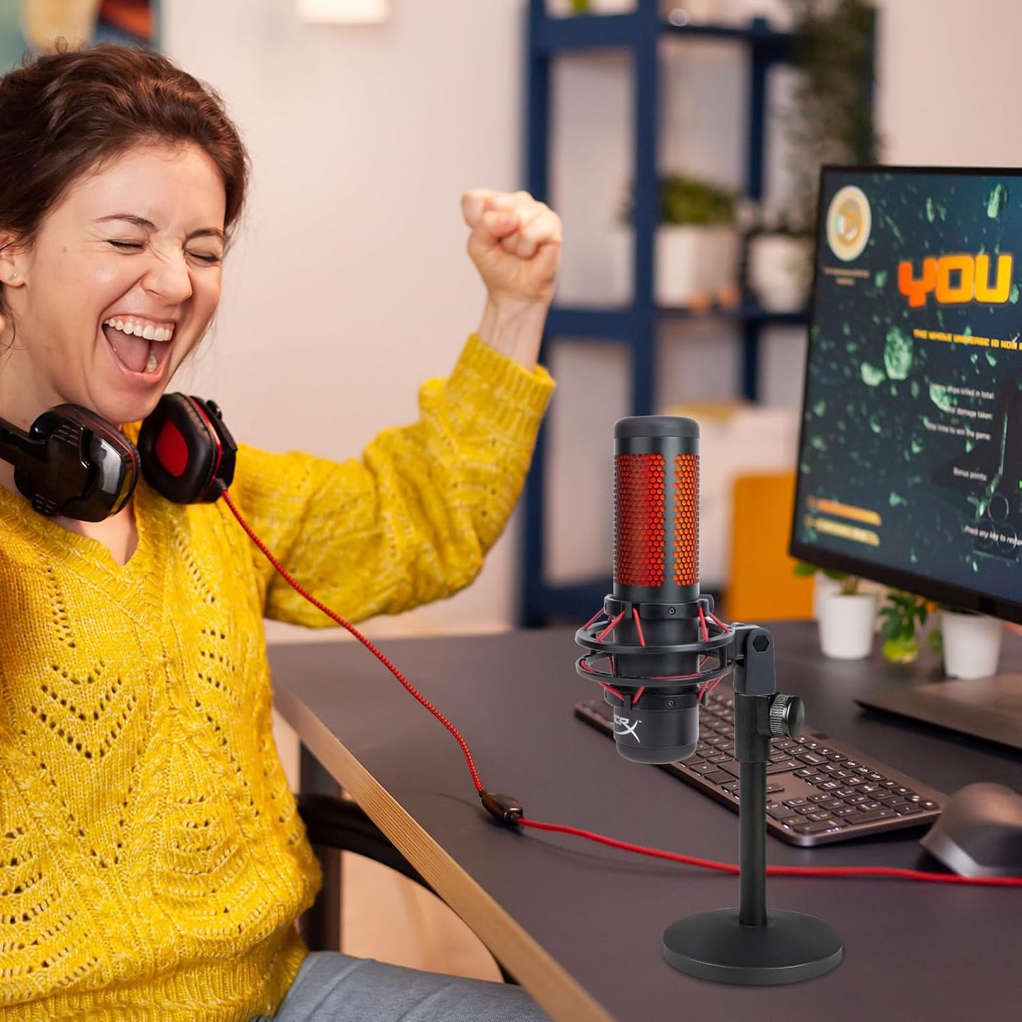 SUNMON Mic Stand Adapter for 3/8" HyperX QuadCast Boom Arm