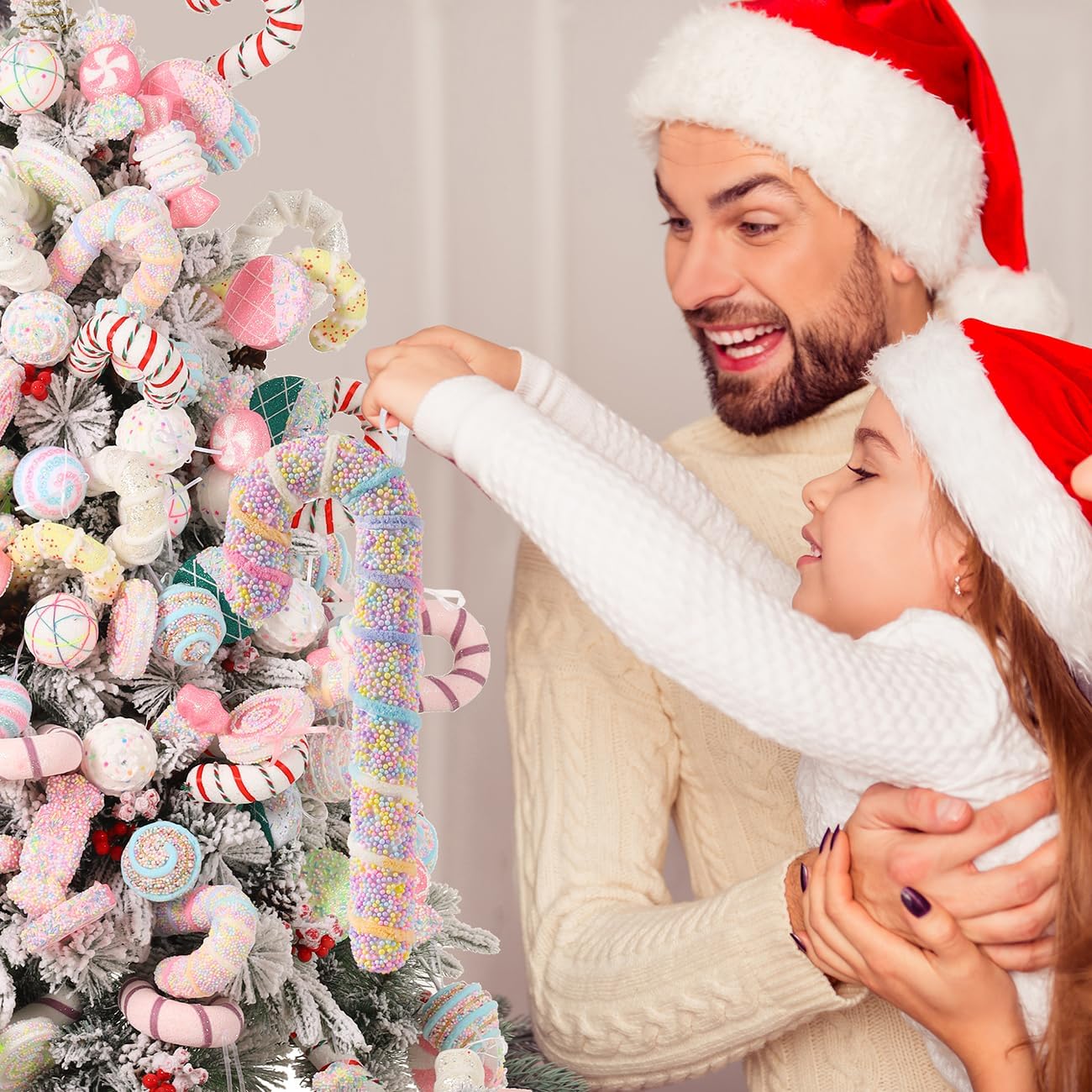 LANGXUN 6pcs Candy Land 2025 Xmas Birthday Party Wedding Suppiles Decoration, Hanging Candy Cane Christmas Tree Décor, Christmas Decorative Hanging Ornaments Crafts