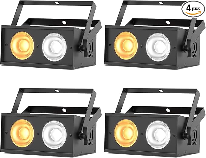 Stage Lights, 120W COB Spotlights LED Par Can Blinder Lights, 2 in 1 Cool White & Warm White DMX512 Sound Activated Audience Uplights for Events Party Wedding Theater Church Concert Dance 4Pcs