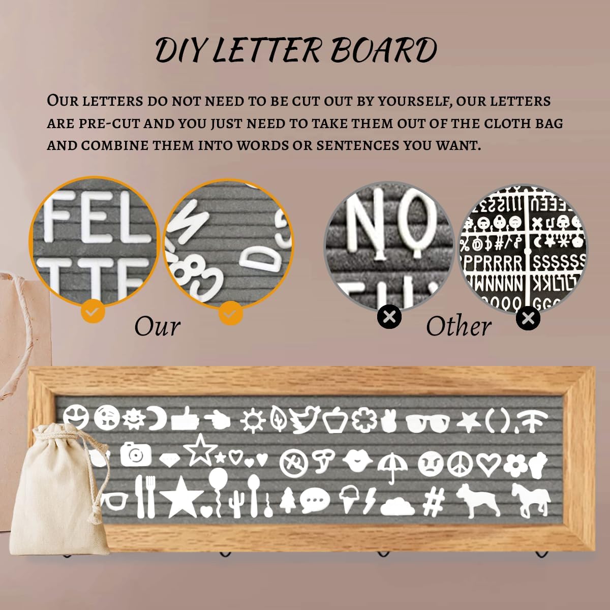 Collage Picture Frames for Wall, Birthday Gifts for Mom Women Teenage Girls, Polaroid Picture Display Felt Letter Board with 270 Letters and 30 Clips, Unique DIY Mothers Day Gifts