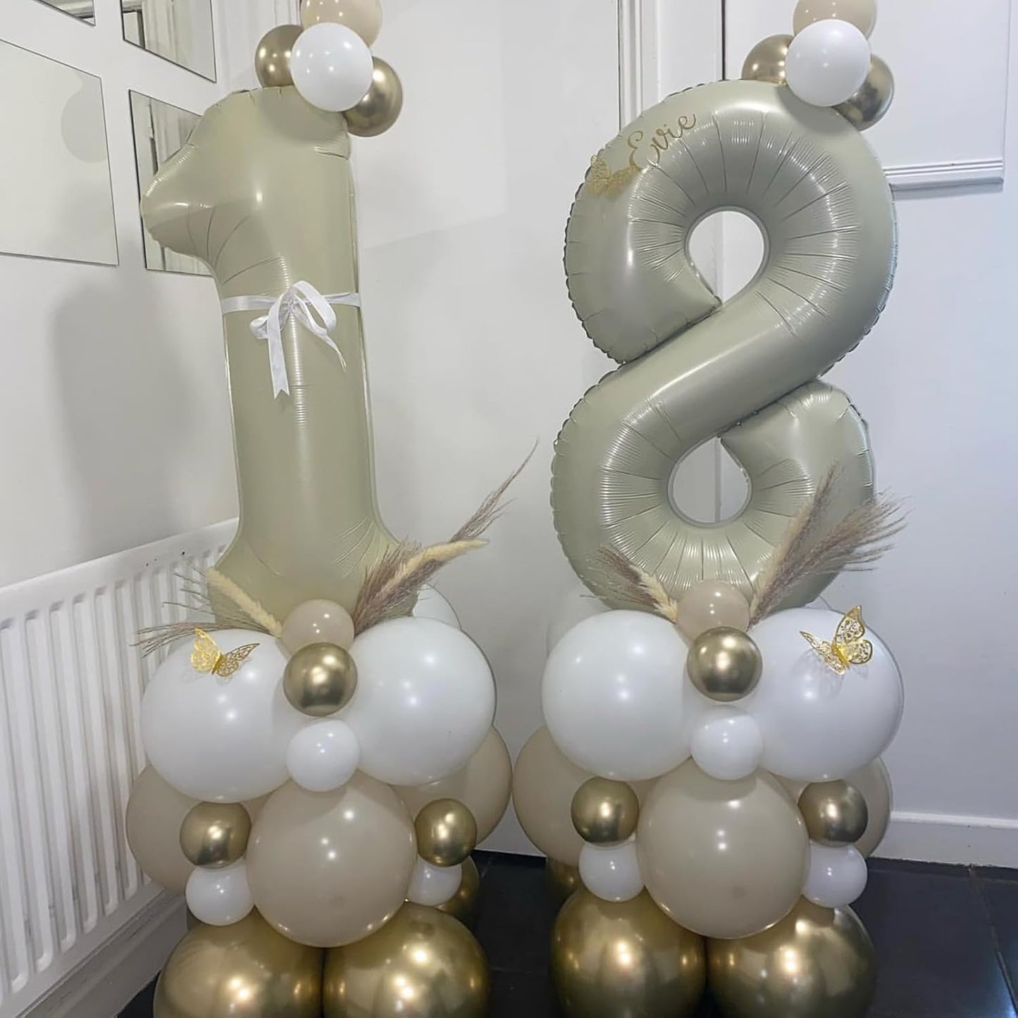 40 Inch Balloon Number 8 Beige, Large Foil Cream Number 8 Balloons Set 0-9 for Men Women, Self Inflating Digital 8 Helium Balloons for Boys Girls Birthday Anniversary Baby Shower Party Decorations