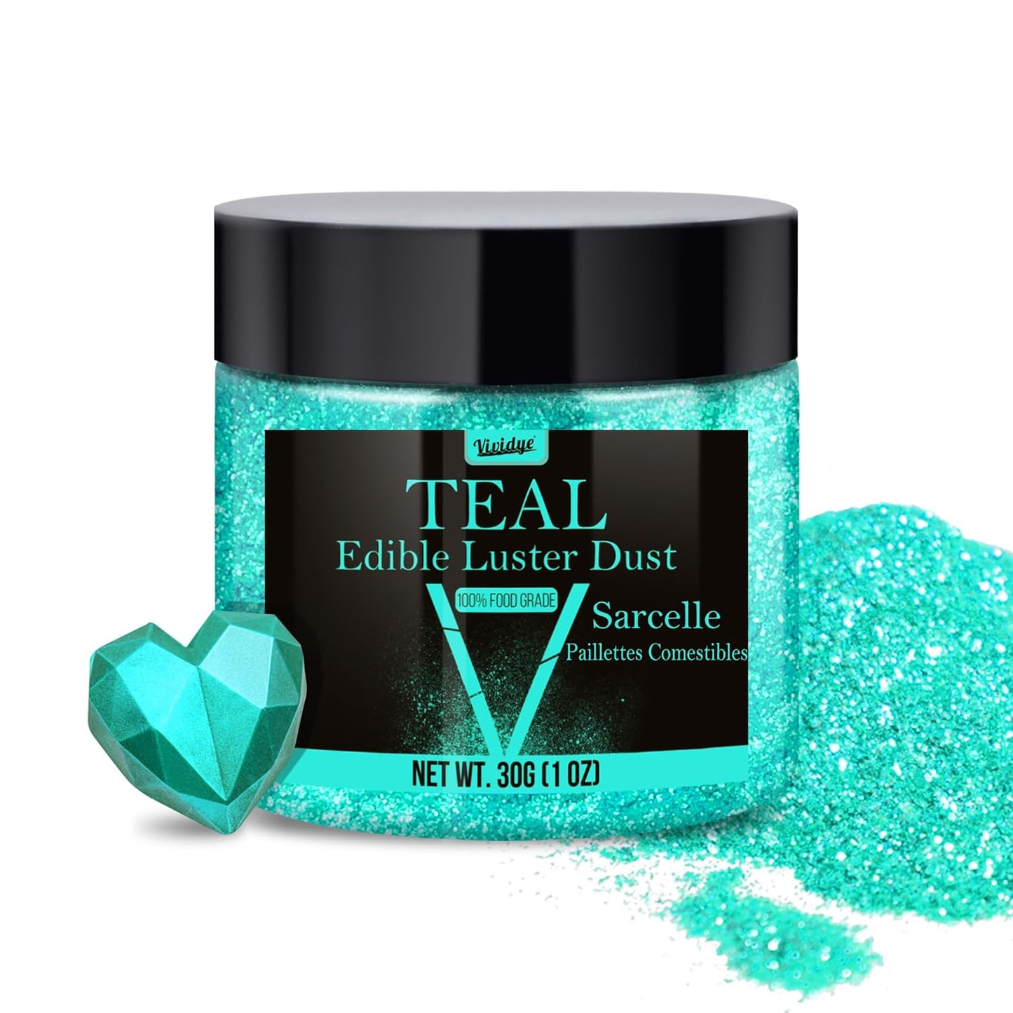 Edible Glitter - 30g / 1oz Luster Dust Edible Glimmer Powder for Sparkling Drinks, Foods, Wine, Cake - Food Grade Shimmer Dust Powder for Baking, Beverage, Cookies Decoration