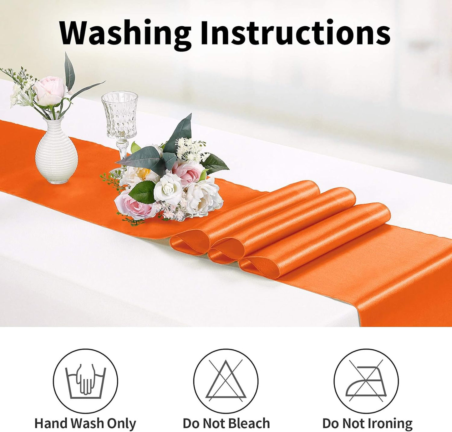 15-Pack Satin Table Runner Orange 12 x 108 inches Long, Table Runners for Wedding, Birthday Parties, Banquets Decorations（15 Pack, 12x108 Inch, Orange）
