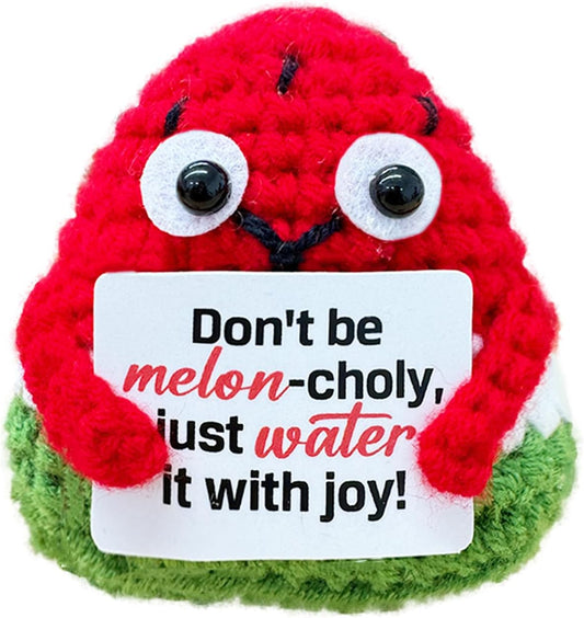 Emotional Support Crochet Watermelon,Lovely Gift for Friends,Mom,Dad,Grandpa,Grandma,Colleagues,Classmates,Graduation Gift,Home Office Decoration