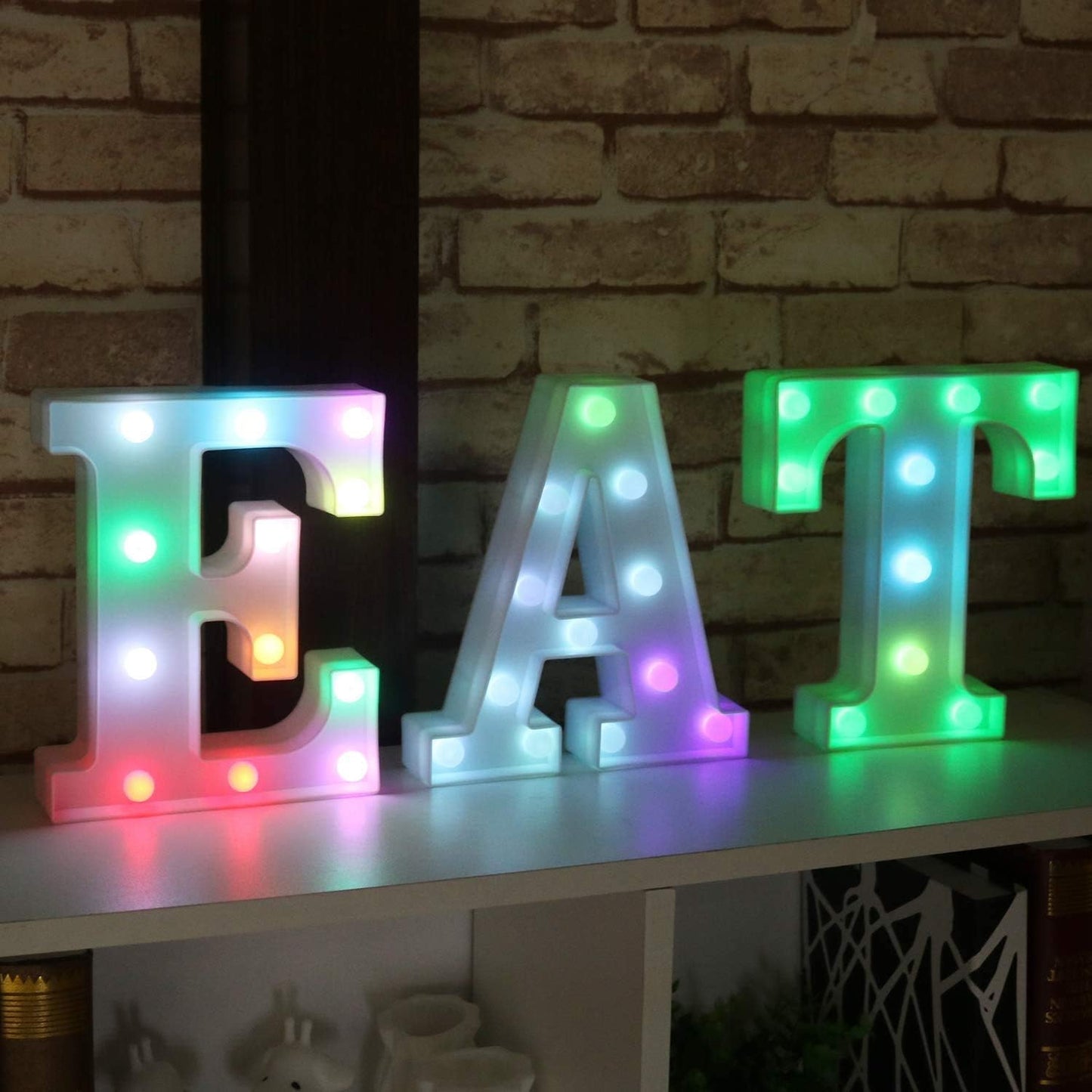 Pooqla Colorful LED Marquee Letter Lights with Remote – Light Up Marquee Signs – Party Bar Letters with Lights Decorations for The Home - Multicolor W