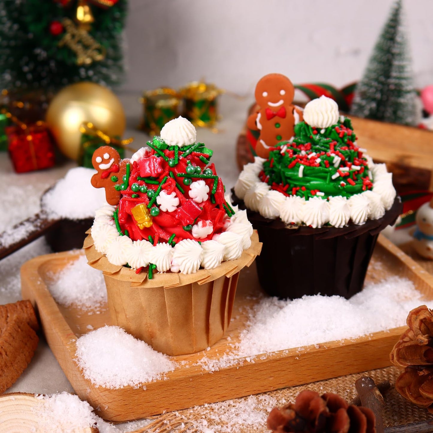 Christmas Sprinkles Bulk for Cake Decorating 7 ounce Holiday Jimmies Red and Green Sprinkles for Xmas Party Cupcake Toppers Cookie Ice Cream Decorations Celebrations