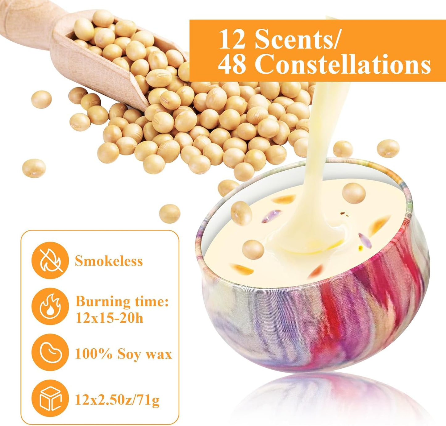 48PCS Scented Candles Gift Set Long Lasting Soy Wax Aromatherapy Candles for Home Wedding Baby Shower Bridal Party Favors Christmas Birthday Gifts for Women (Colorful)