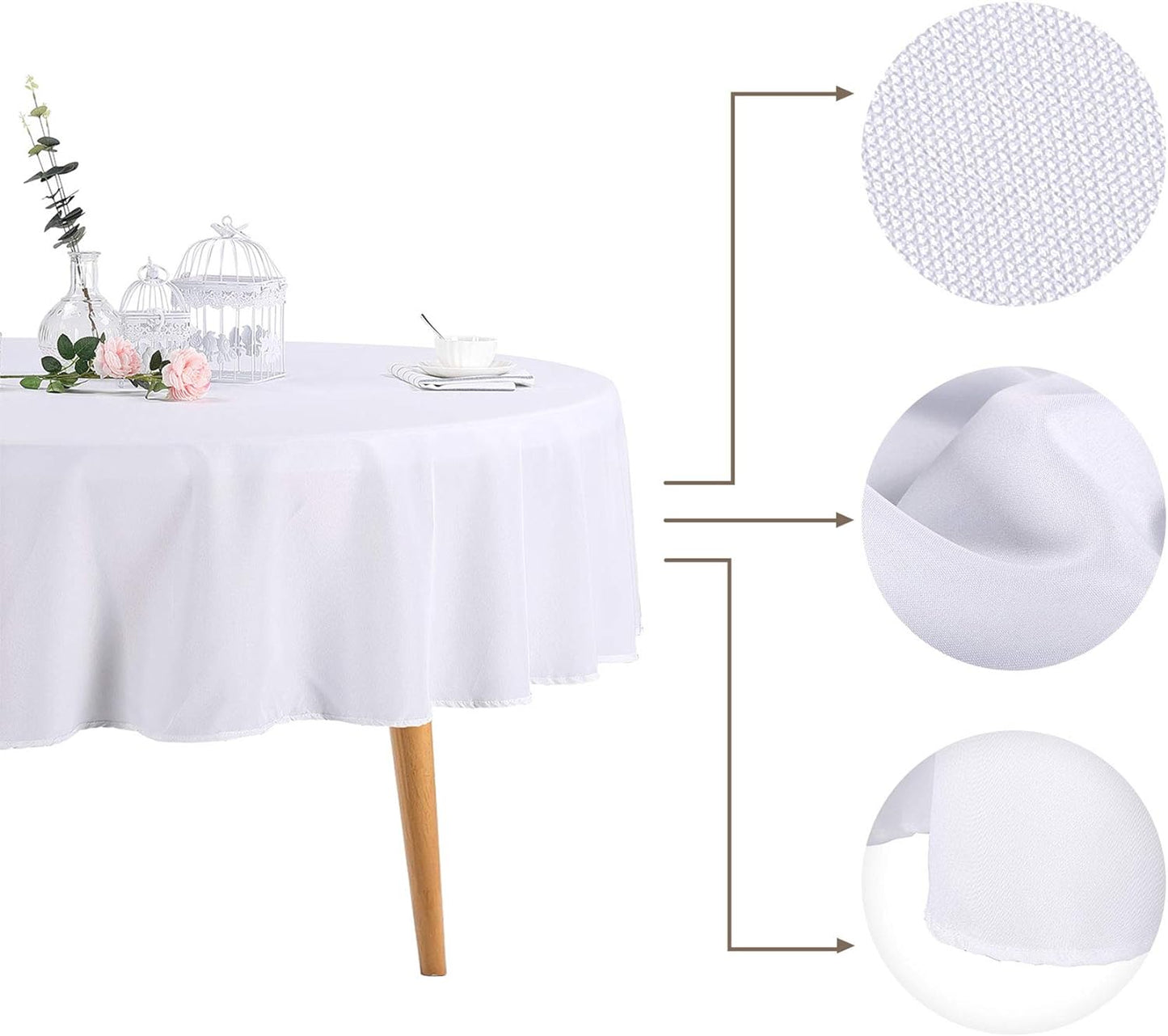 Ascoza 2pack 60 Inch White Rectangular Tablecloth in Polyester Fabric for Wedding/Banquet/Restaurant/Parties