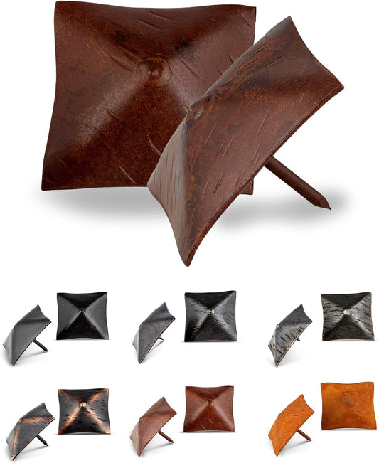 50 Pack 2" Square Head Iron Clavos Decorative Nails – Sealed Rusted – Handmade Rustic Square Fasteners for Farmhouse Shutters, Faux Wood, Barn Doors, Shutters, and Gates – Ornamental Wood Accent