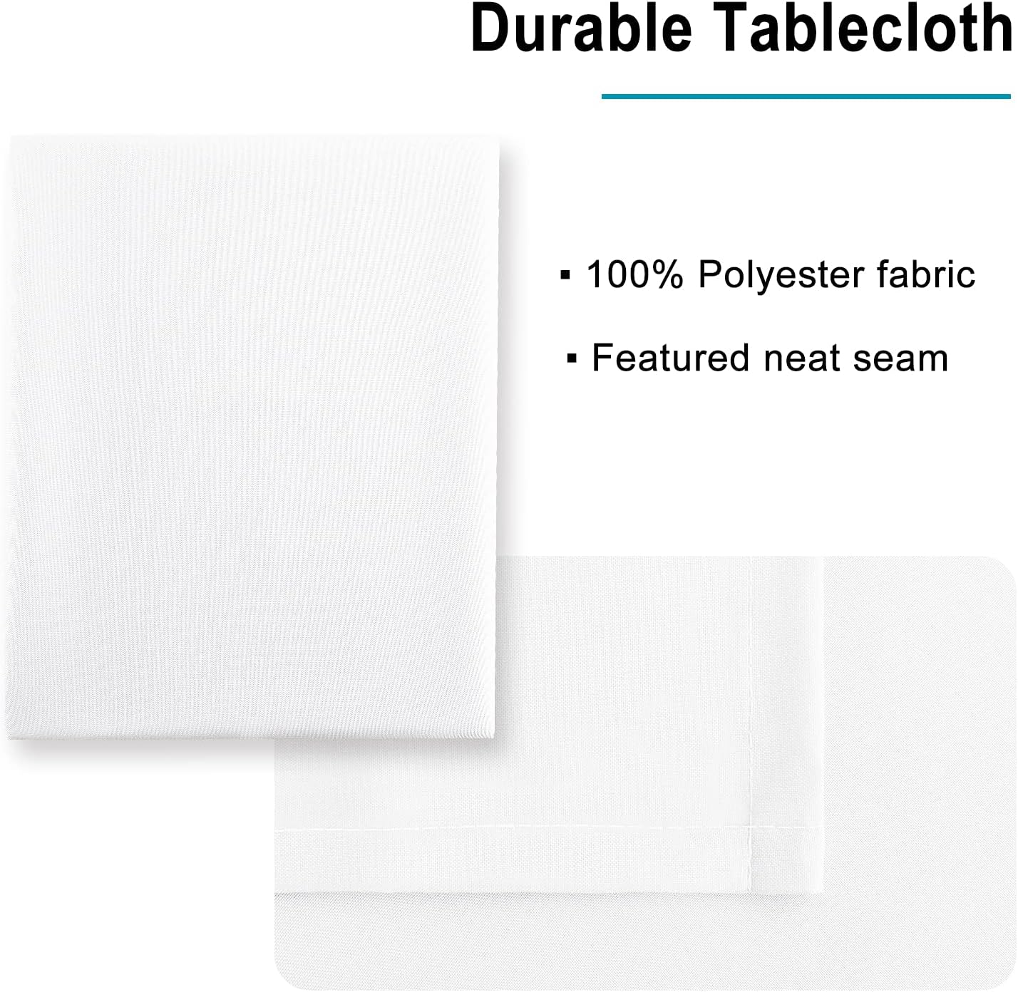 Hiasan White Square Tablecloth - Waterproof and Spillproof Washable Fabric Table Cloth for Dining Room Kitchen, 70 x 70 Inch